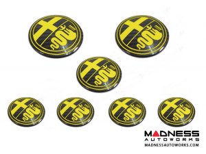 Alfa Romeo 4C Carbon Fiber Badge Cover Kit - Alfa Romeo Logo in Yellow 